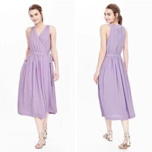 BANANA REPUBLIC Lilac NWT Sleeveless Wrap Tie Lined Dress~Size 2 Tall